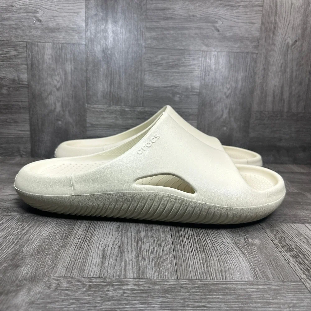 Crocs Mellow Recovery Slide Mens 12 Bone Off-White Foam Comfort NEW